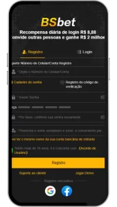 Registro na BSbet.com Pelo Aplicativo Mobile